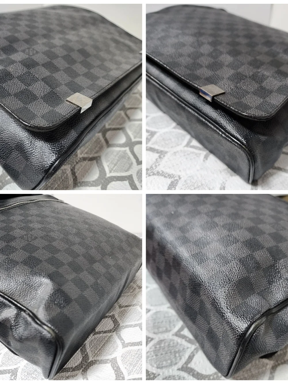 LOUIS VUITTON Damier Graphite District GM Men Messenger Bag Black/Grey